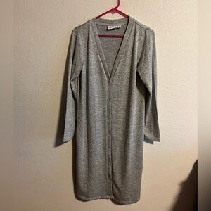 Denim&Co Long Gray Button Down Cardigan Size Small